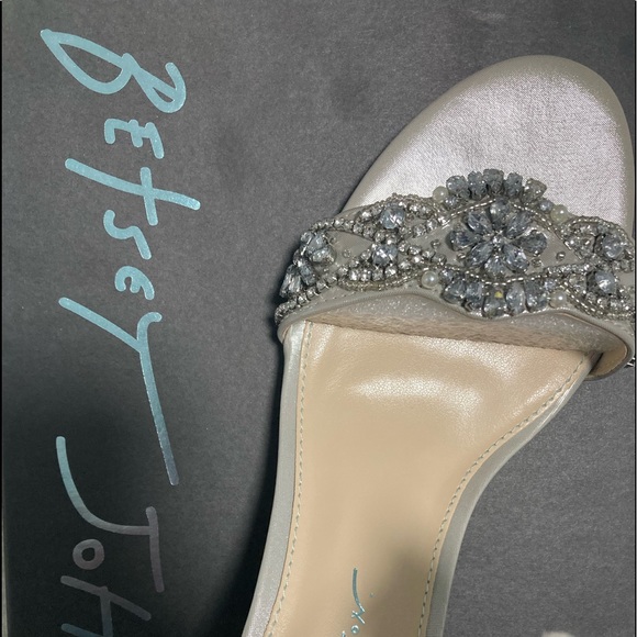 Betsey Johnson silver, jeweled, block-heel sandals - Picture 4 of 6